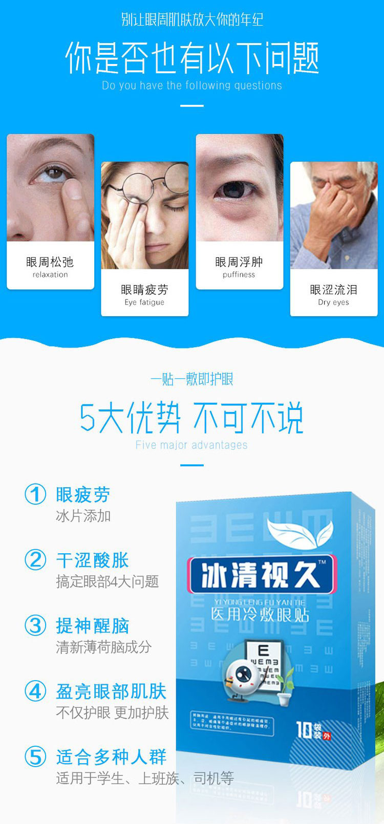 醫用冷敷眼貼幫你解決以下各種問題